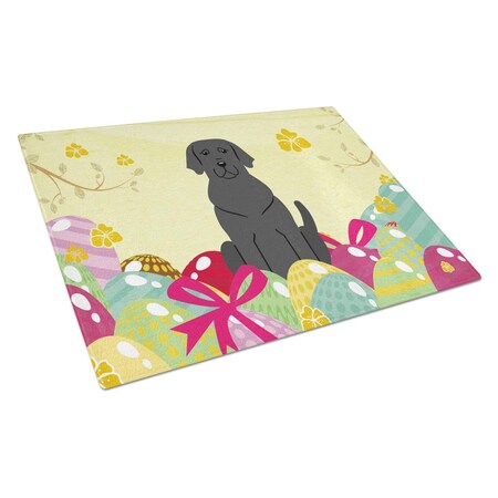 Carolines Treasures Easter Eggs Black Labrador Glass Cutting Board Large BB6057LCB